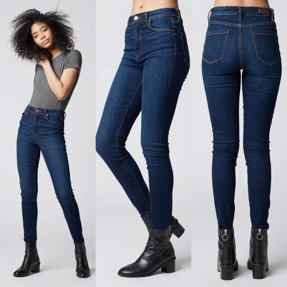 BLANKNYC Dark Wash Raw Cut Distressed Skinny Jeans